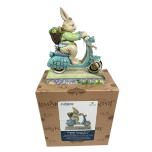 NIB Jim Shore Scooting Towards Easter Bunny On Scooter Heartwood Creek Enesco